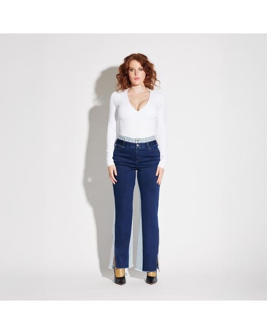Circular Path Blue Loose Denim Wide Leg Pants