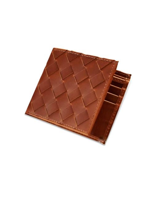 VIDA VIDA Brown Plaited Tan Leather Card Wallet for men
