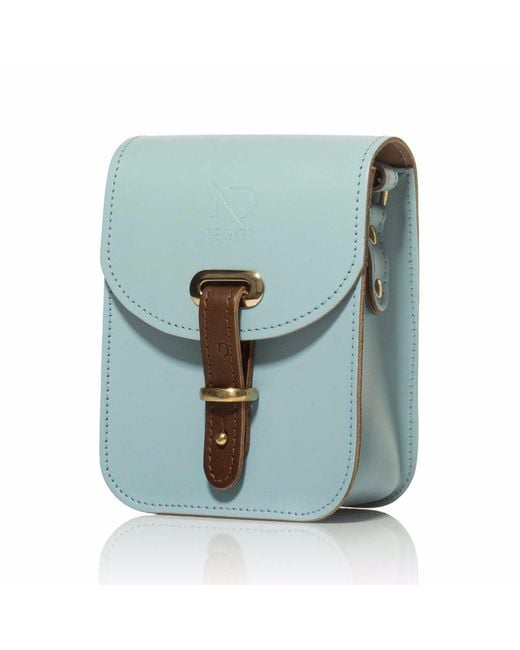 N'damus London Blue Mini Elizabeth Sky Leather Crossbody Satchel Bag