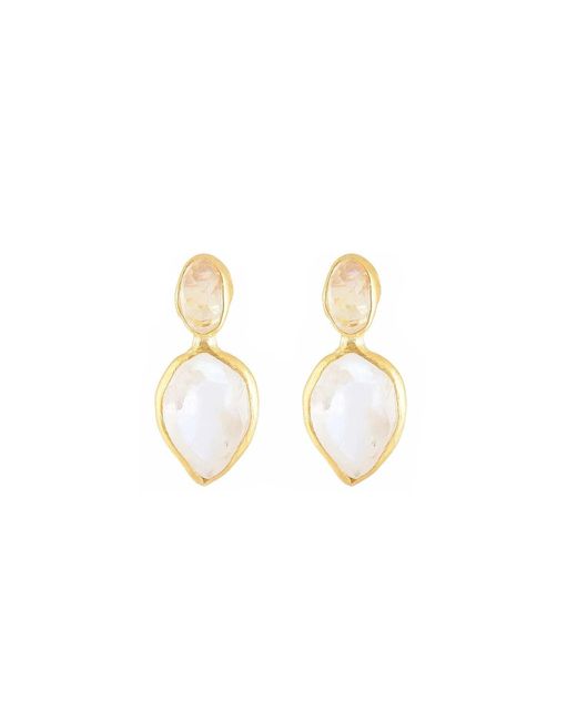 Opium Jewels Metallic Marquise Double Drop Studs