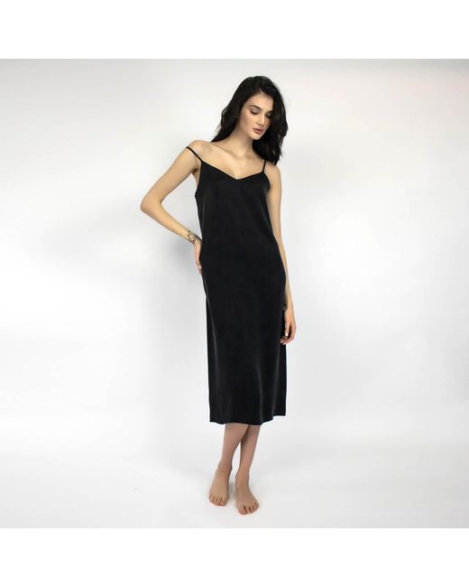 Nokaya Black Silk Dreamscape Long Slip Dress