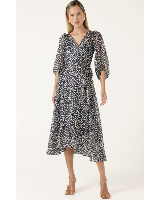 SACHA DRAKE Gray Cloudland Wrap Dress
