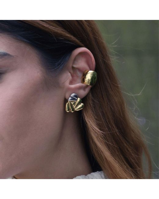 LINYA JEWELLERY Metallic Meri Double Color Triangle Earrings