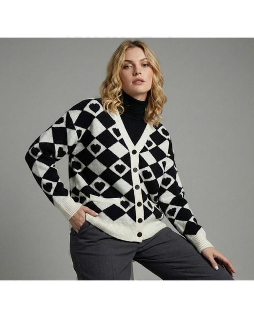 Saachi Black Checkered Hearts Cardigan