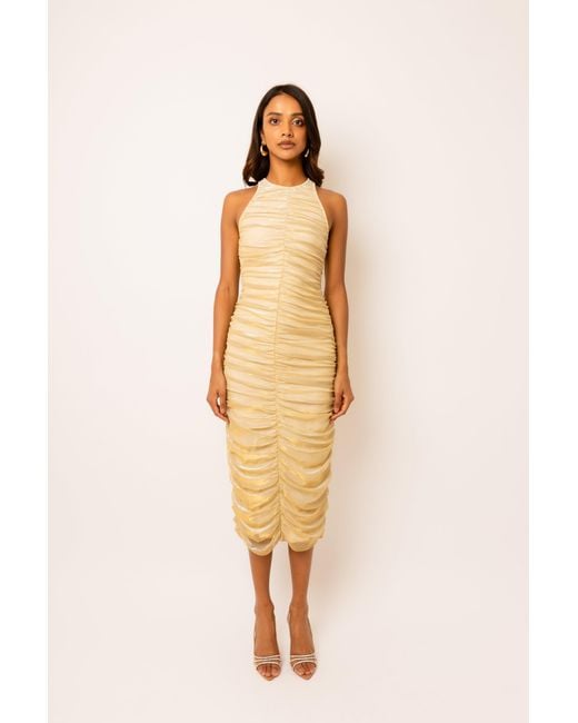 Amy Lynn White Lottie Ruche Midi Dress