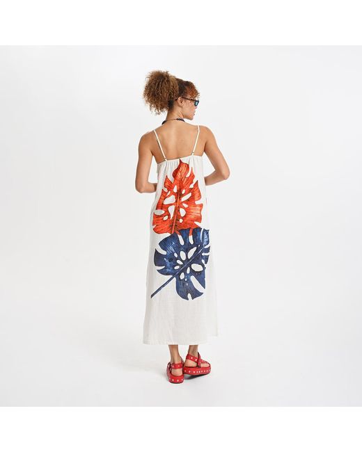 Lalipop Design White Stylised Floral Print Cotton Dress