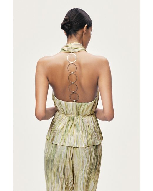 Nocturne Green Abstract Print Straight Leg Trousers