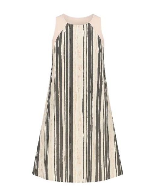 Conquista White Summer Striped A Line Dress