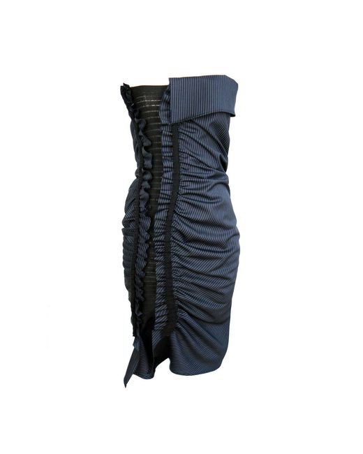 Ccy Currency Blue Halterless Frill Dress