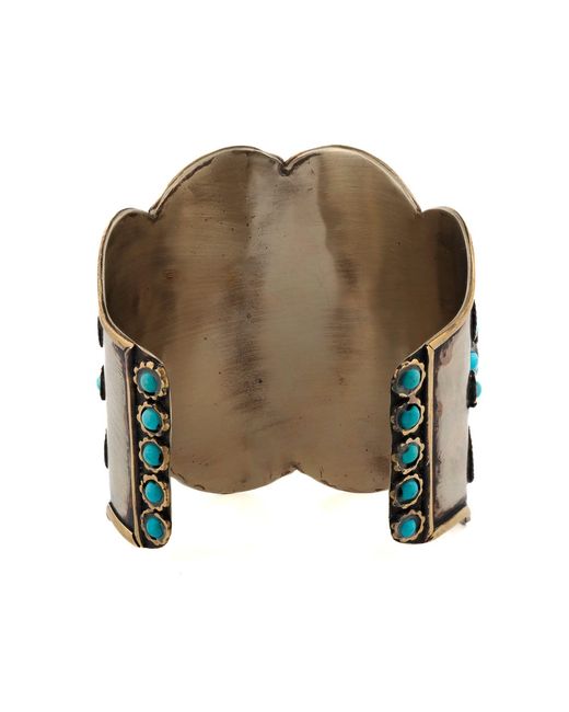 Ebru Jewelry Green Majestic Gemstone & Vintage Chunky Adjustable Bracelet
