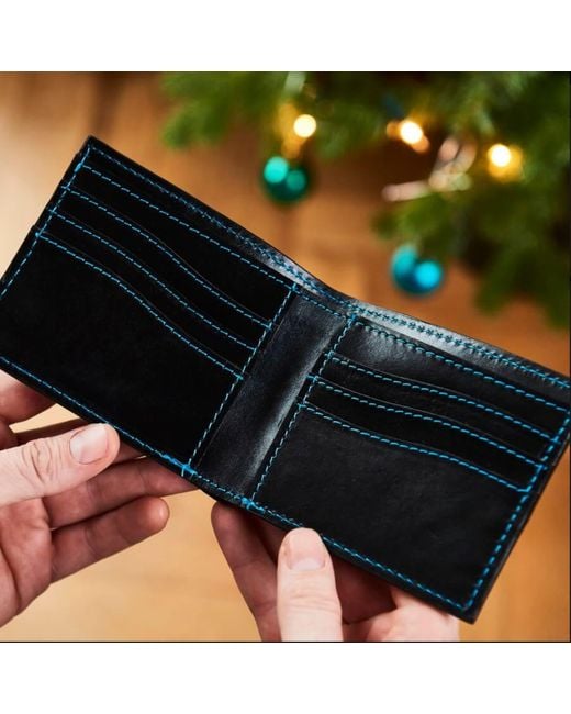 VIDA VIDA Black Skull Leather Card Wallet for men