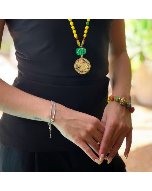 Ebru Jewelry Metallic African & Nepal Beaded Chunky Bracelet
