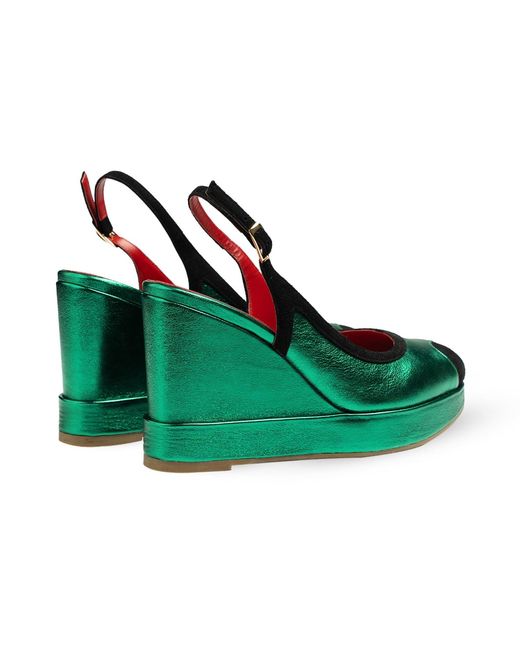 Rosamund Muir London Green Lavinia Metallic & Suede Wedges