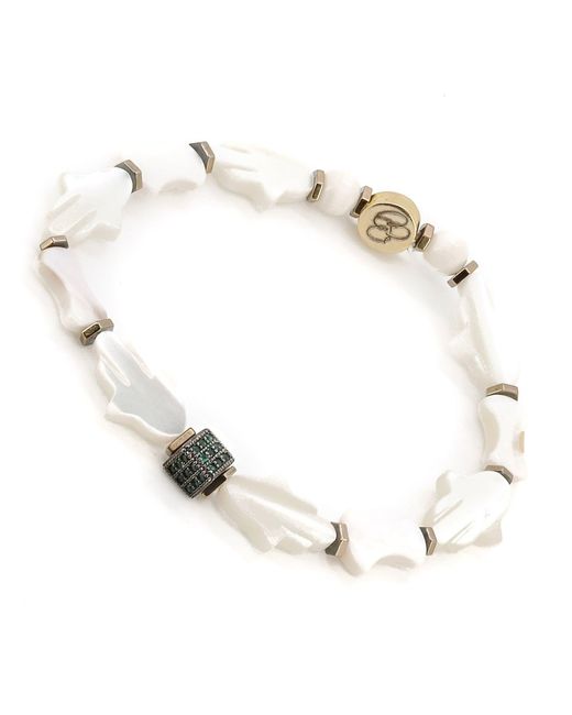 Ebru Jewelry Metallic Pearl Hamsa Hand Bracelet