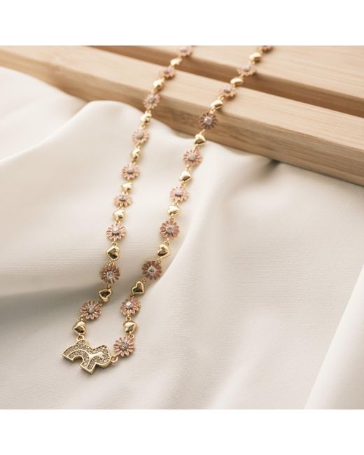 Cloud Haven Metallic Crystal Daisy Logo Necklace