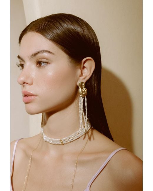 Lavani Jewels White Liliana Pearl Long Earrings
