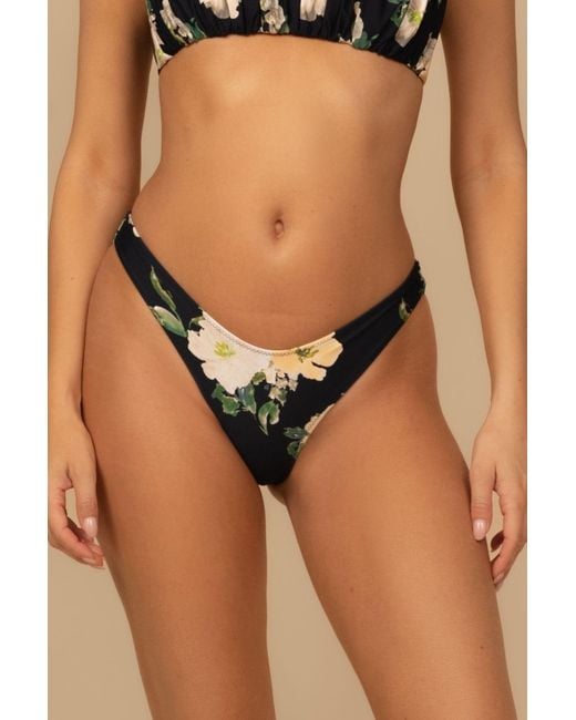 Montce Black Liz Floral Lulu Zig-Zag Stitch Bikini Bottom