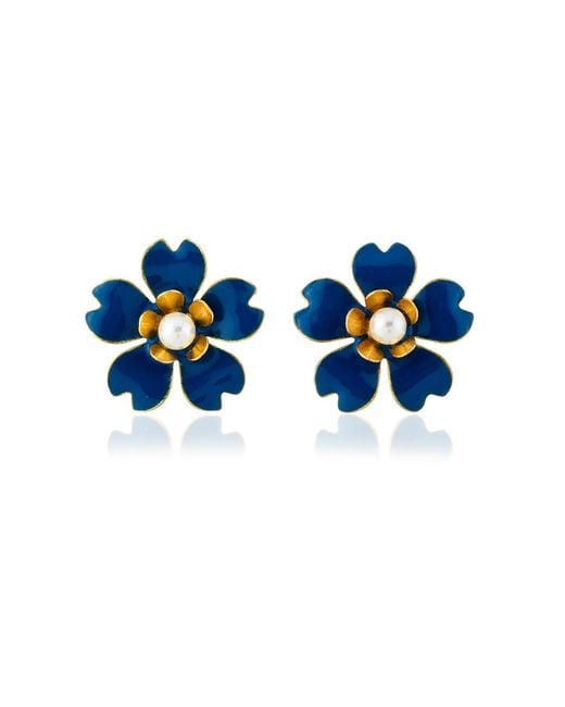 Milou Jewelry Blue Buttercup Flower Earrings