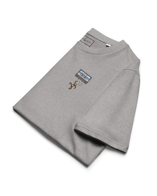 Anchor and Crew Gray Heather Cassette Monkey Organic Cotton Embroidered T-Shirt