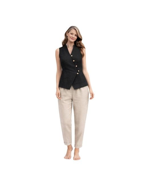 Lumina Eligma Black The Isla Linen Vest Ensemble