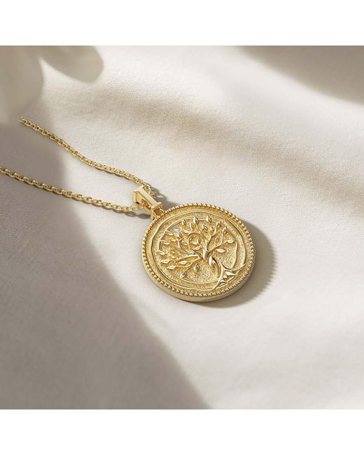 Vanimy Metallic Promised Land Tree Of Life Amulet Coin Medallion Necklace