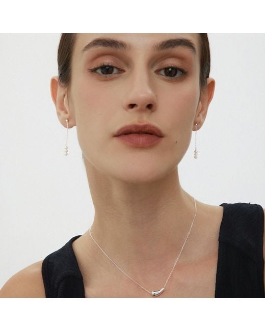 Vanhi White Eden Trio Pearl Drop Earrings