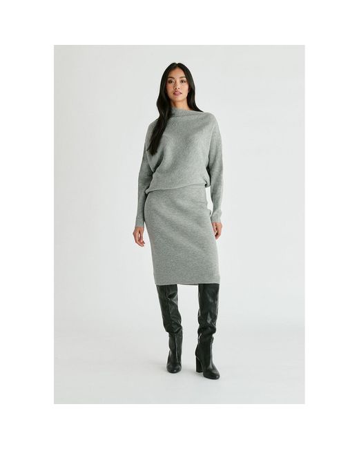 Paisie Gray Draped Knitted Dress