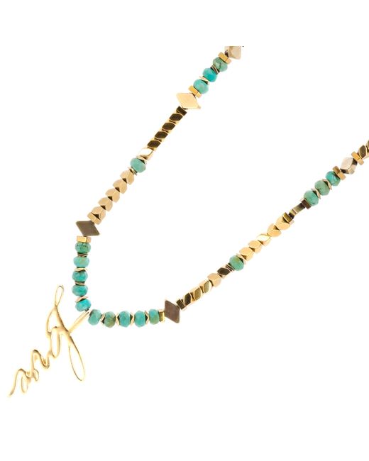 Ebru Jewelry Metallic Love Charm Beaded Necklace
