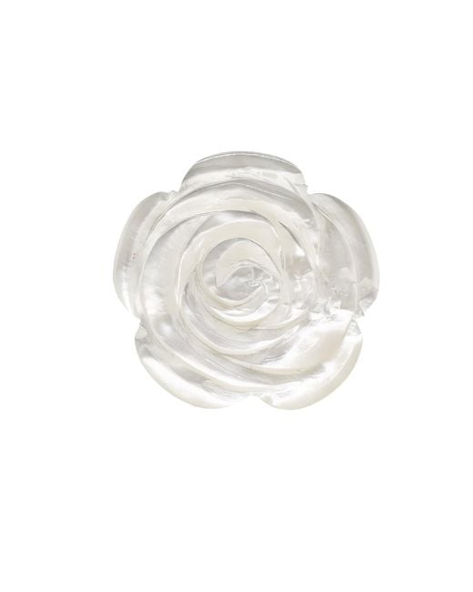 Farra White Camellia Flower Shaped Shell Brooch