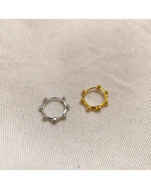 Spero London Metallic Seven Bead Sterling Hoop Earrings