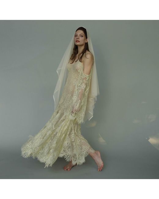 Belsize25 White Faded Narcissus Dress Two-Piece Scalloped Lace Set