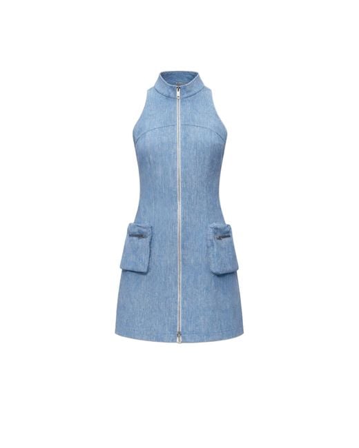 Nocturne Blue Pocket & Stone Detail Halterneck Mini Dress