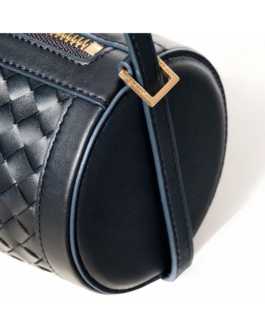 Owlish Studio White Reef Woven Vegan Leather Cylinder Bag