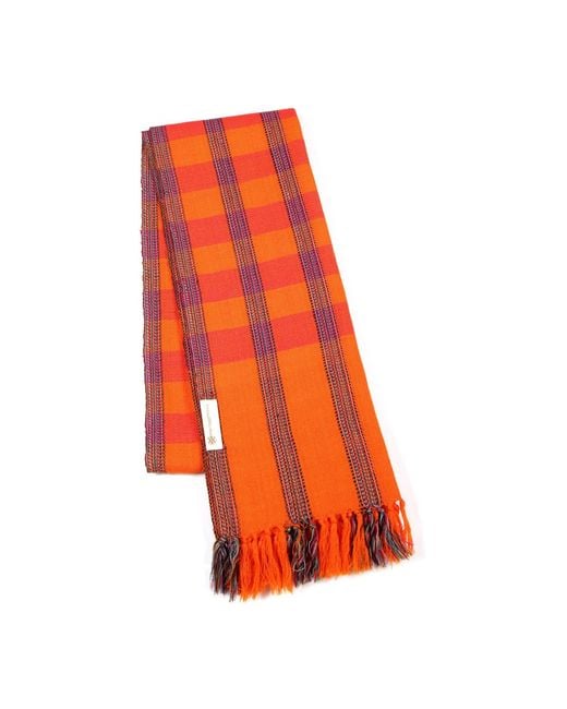 Heritagemoda Orange Tartan Plaid Wool Scarf