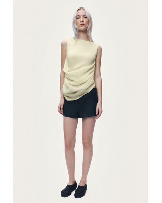 Nocturne White Draped Sleeveless Blouse