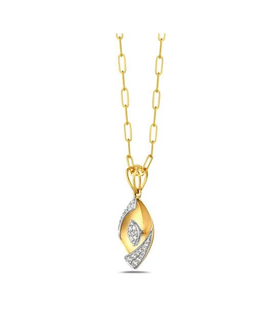 Artisan Metallic Yellow Solid Gold Diamond Marquise Necklace Handmade Jewelry