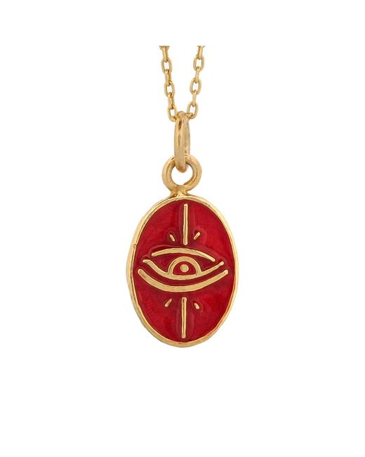 Ebru Jewelry Red Enamel Evil Eye Minimalist Protective Necklace