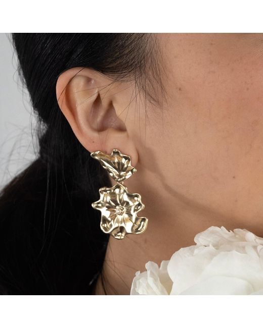 Rare Matters Jewelry Metallic Golden Flora Statement Earrings