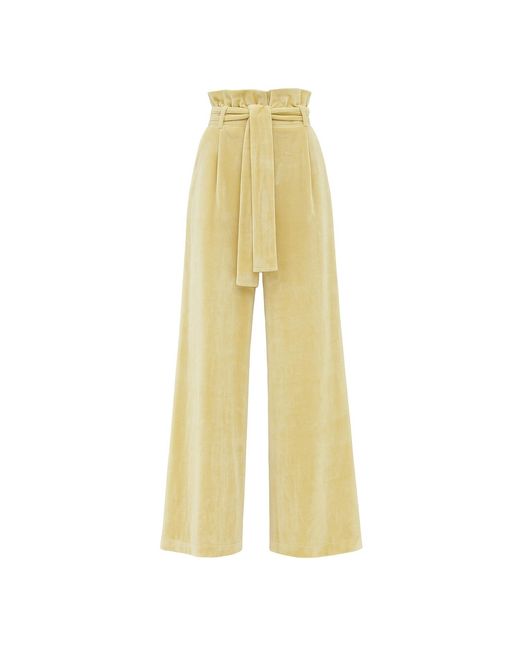 Julia Allert Yellow Velvet High Waist Trousers