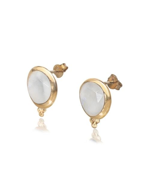 The Jewellery Store London Metallic Moonstone 'You Are Loved' Stud Earrings