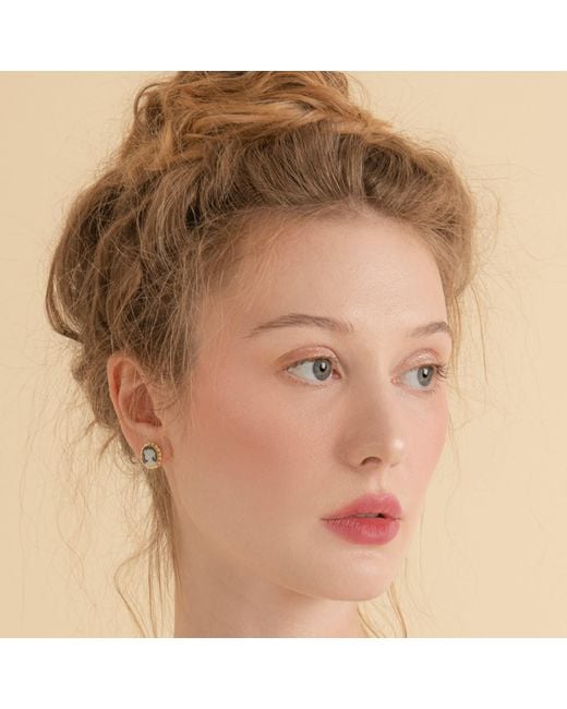 Vintouch Italy Blue Plated Mini Cameo Stud Earrings