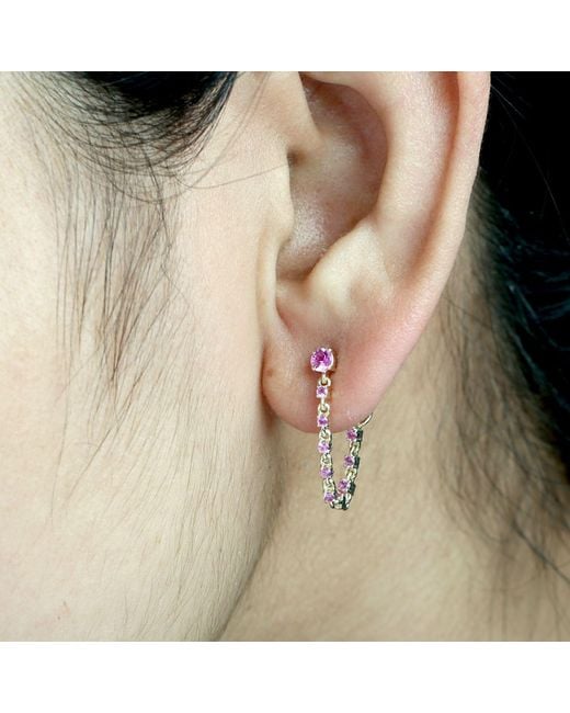 Artisan Metallic Sapphire Chain Drop Earrings