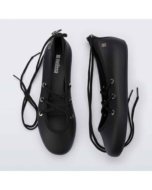Melissa Black Beta Ankle Strap Ballet Flat