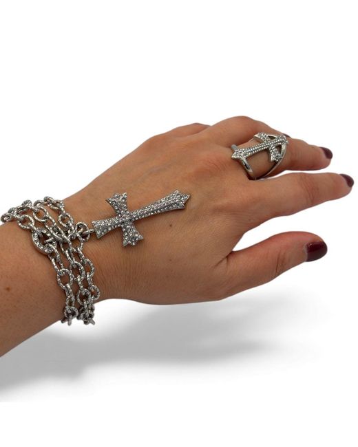 Jagged Halo Jewelry Metallic Cross Pendant Necklace