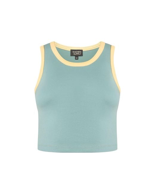 Known Supply Blue Piped Razor Back Cotton Tank