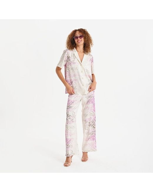 Lalipop Design Pink Soft Drape Floral Print Shirt With Subtle Stretch