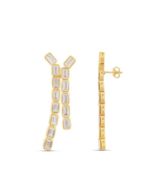 SHYMI Metallic Bezel Set Emerald Statement Earrings