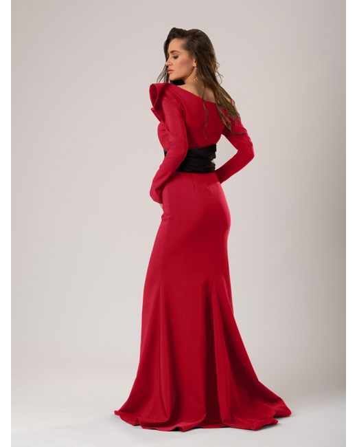 Tia Dorraine Red Magical Night Evening Dress With Satin Belt