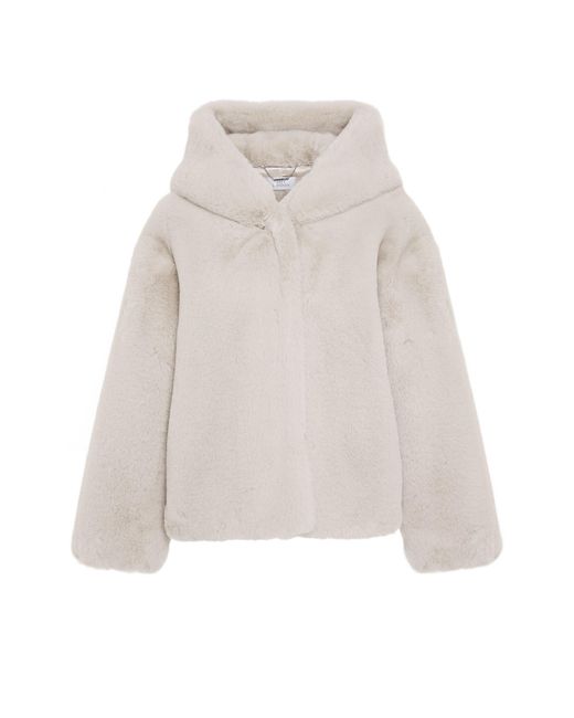 ISSY LONDON White Neutrals Jade Hooded Luxe Recycled Vegan Faux Fur Jacket Neutral
