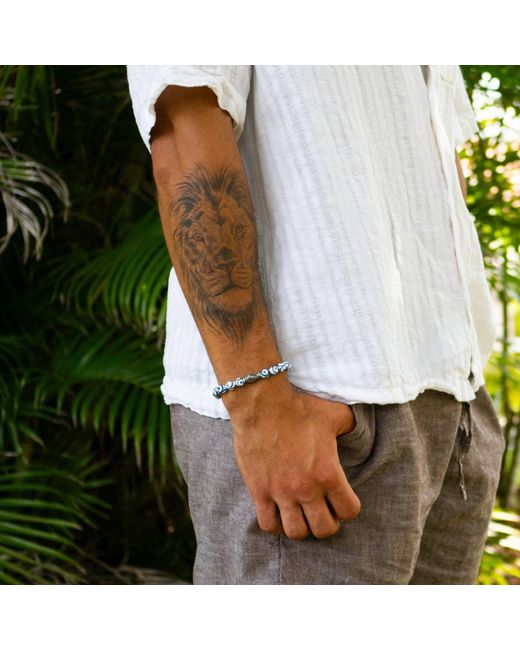 Ebru Jewelry Blue Buddha Spirit Nepal Bead Bracelet for men